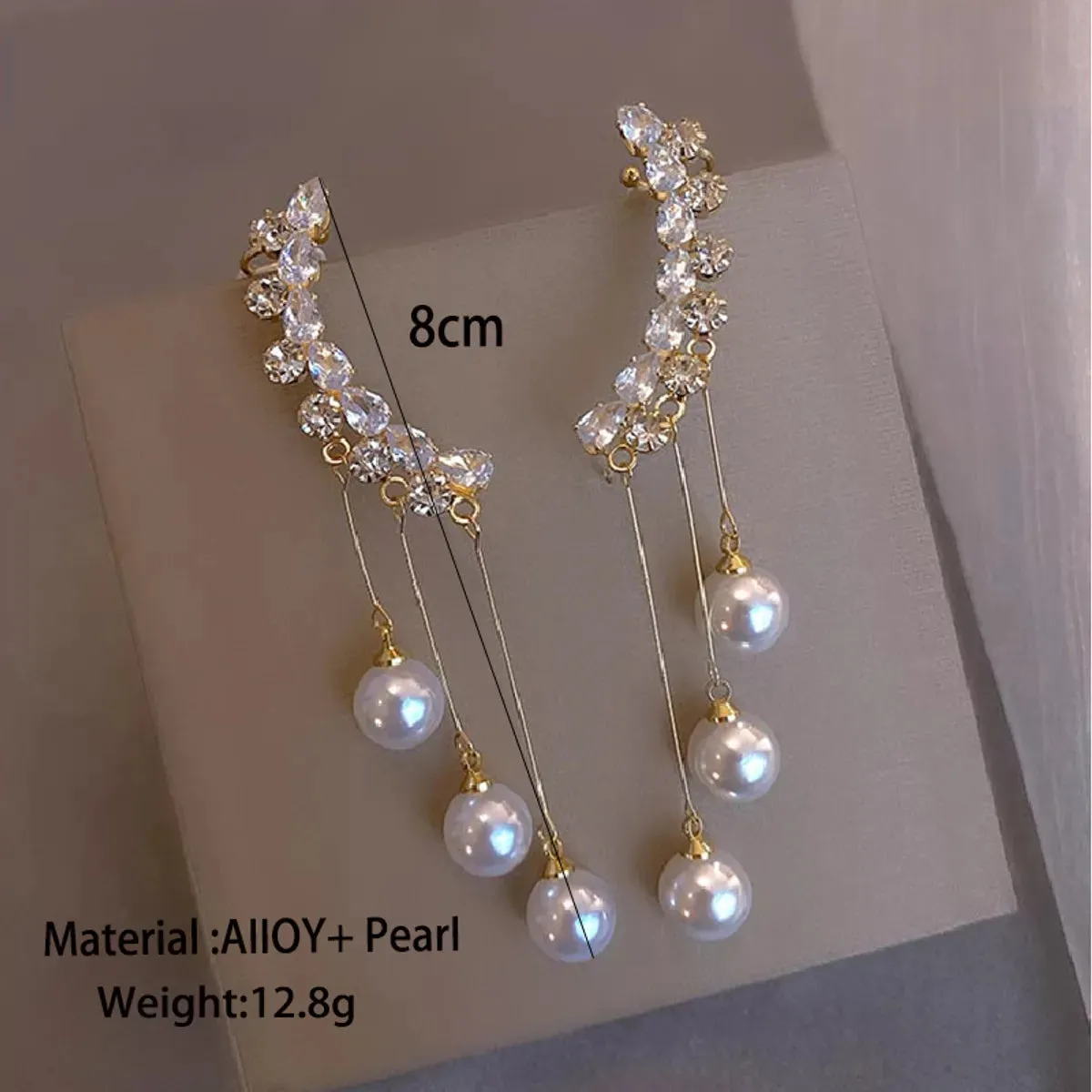 1 Pair Elegant Simple Style Geometric Inlay Artificial Pearl Alloy Zircon Ear Cuffs