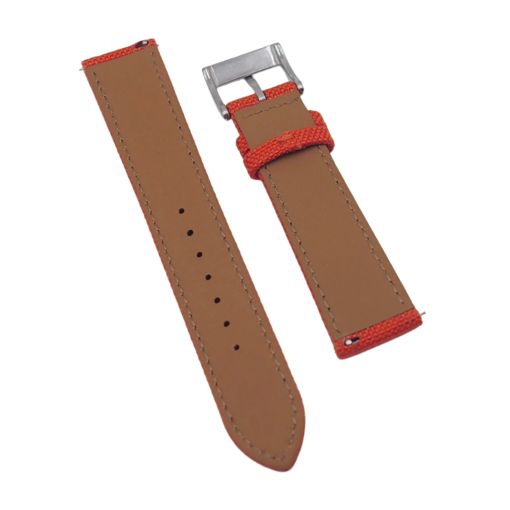 18mm, 20mm Orange Nylon Watch Strap, Quick Release Spring Bars