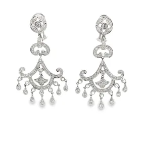 2.00ct 18k White Gold Diamond Chandelier Drop Earrings