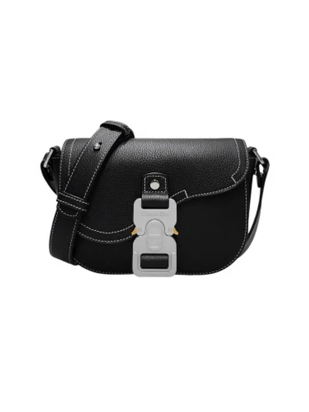 2ADCA435YKK Black Calfskin Saddle Mini Messenger Cross Bag