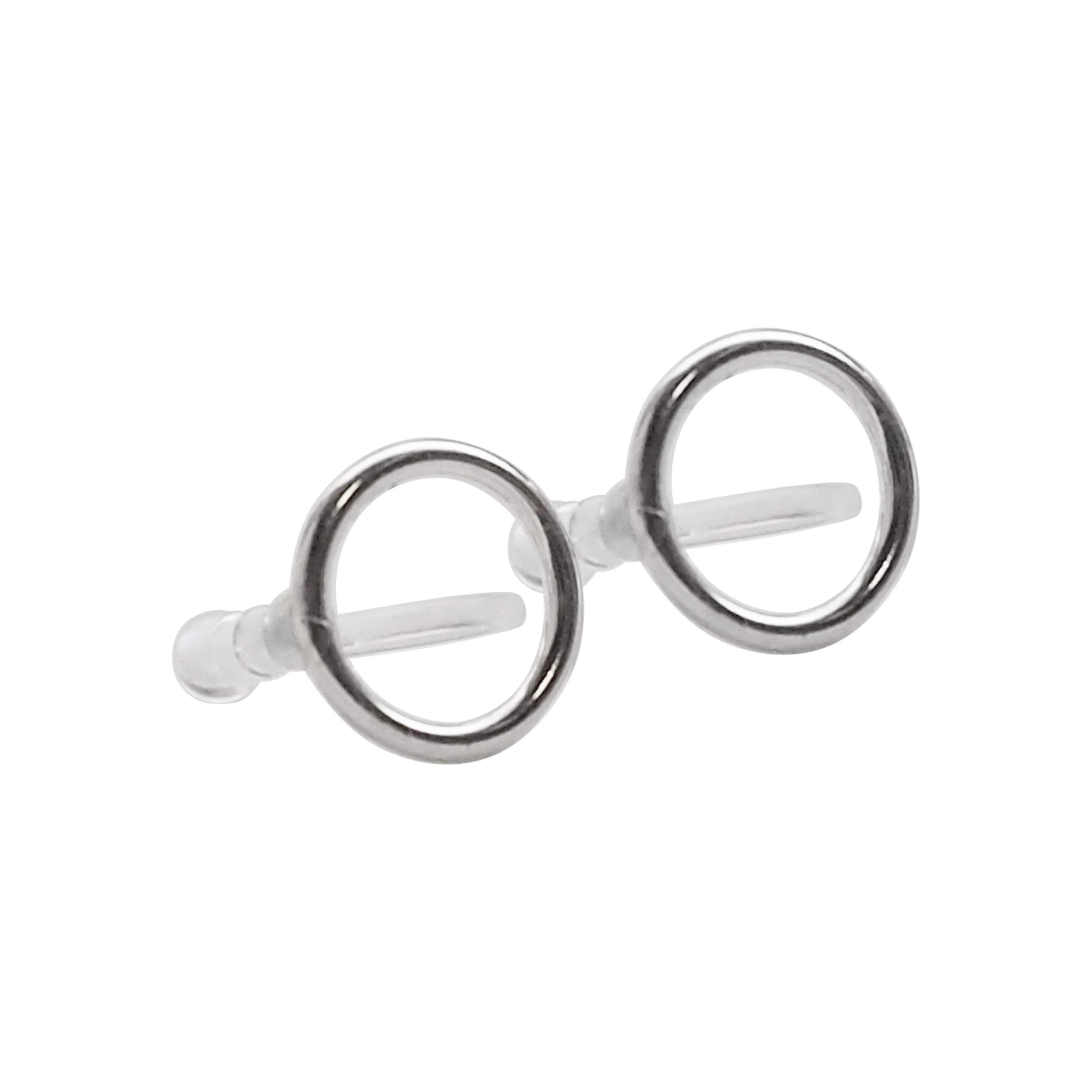 925 Sterling Silver Circle Invisible Clip On Stud Earrings