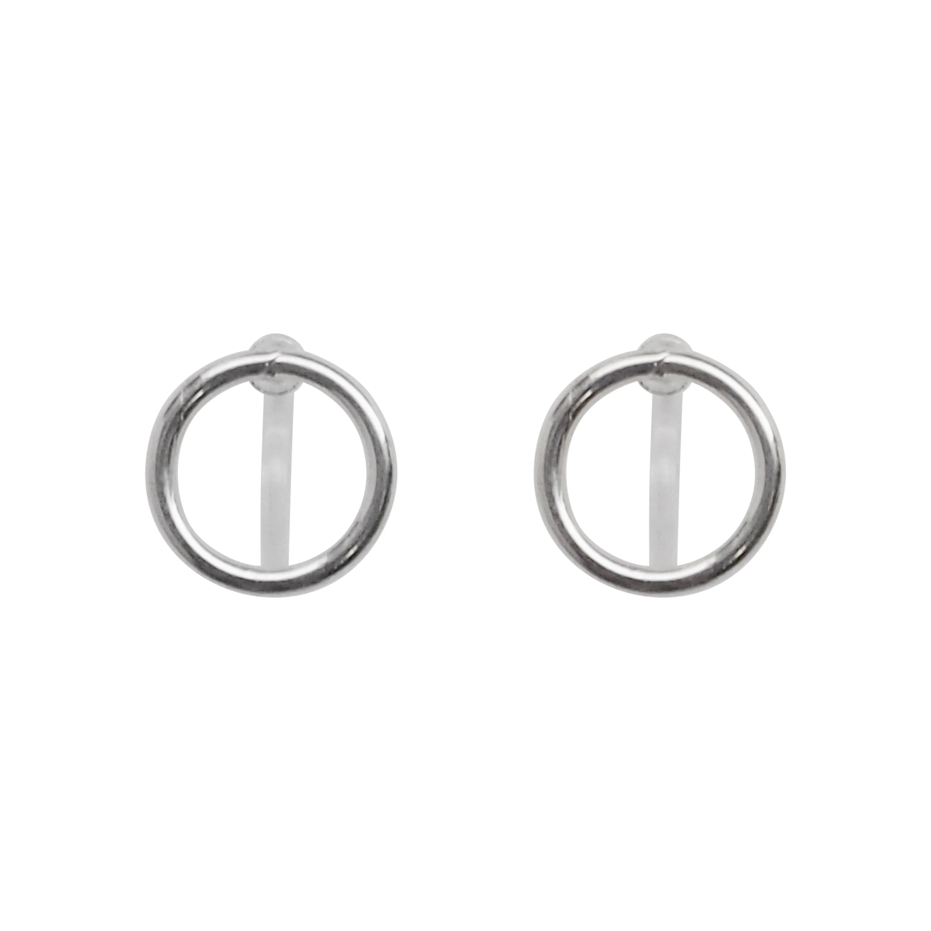 925 Sterling Silver Circle Invisible Clip On Stud Earrings