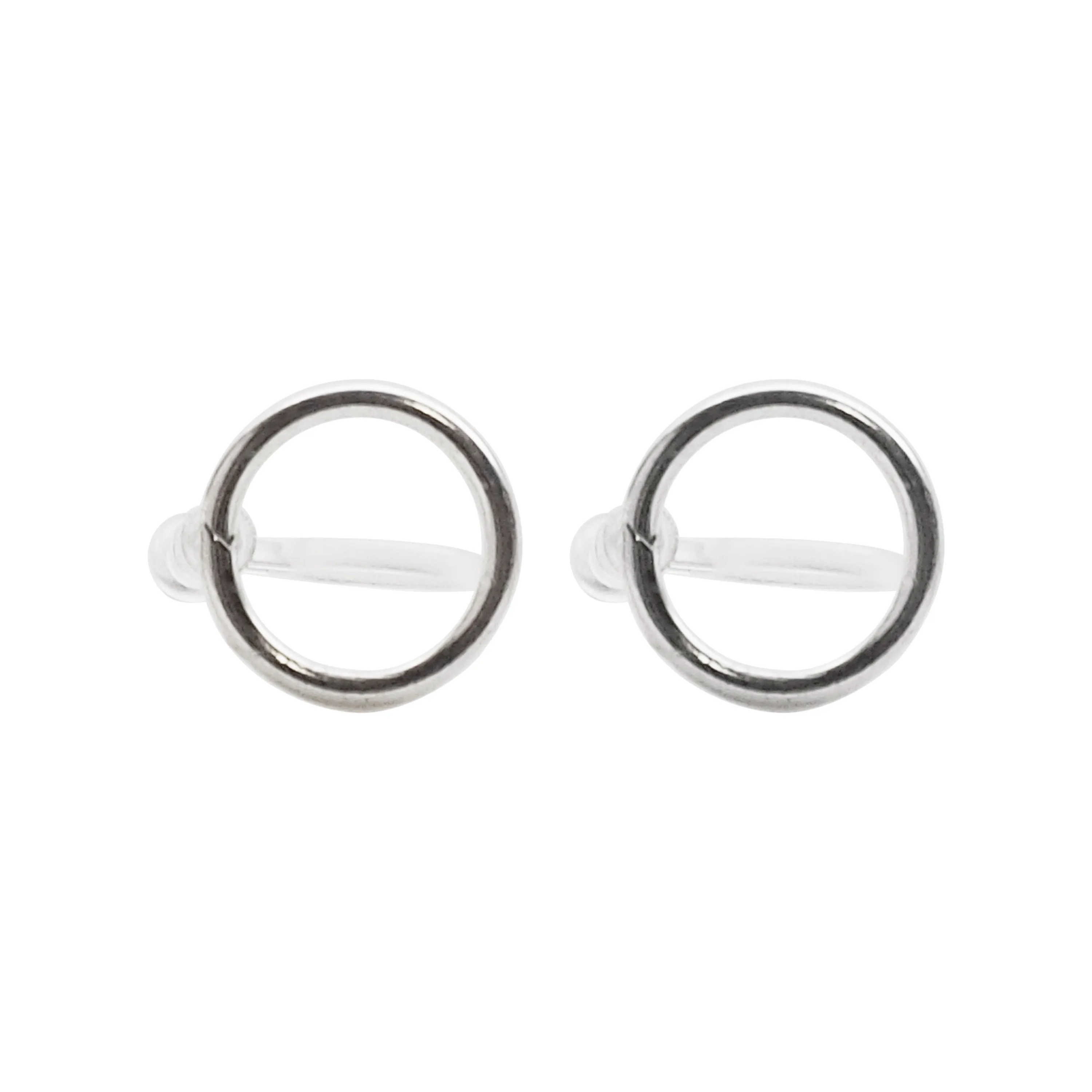 925 Sterling Silver Circle Invisible Clip On Stud Earrings