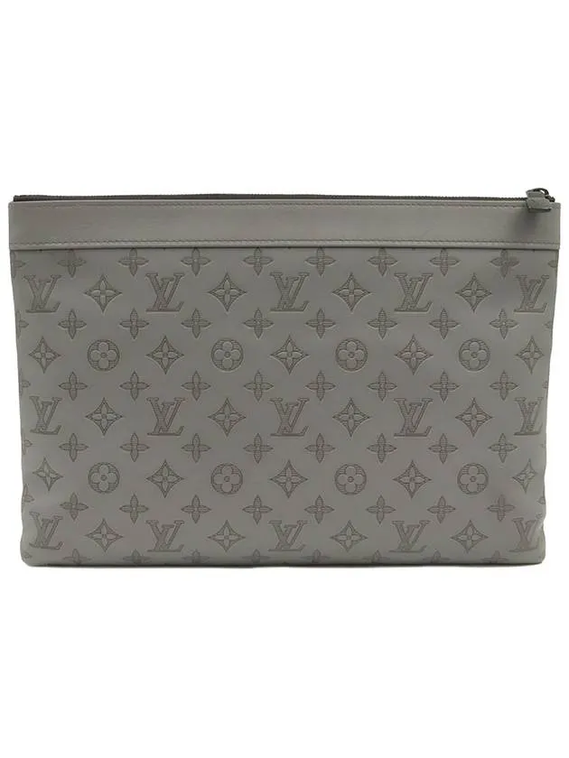 Antrasheet Gray Monogram Shadow Calfskin Pochette Discovery Clutch