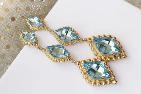 AQUAMARINE CHANDELIER EARRINGS