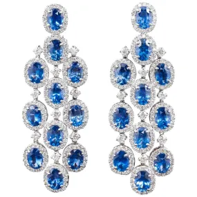 Azul | Simulated Diamond and blue Gemstone Chandelier Earrings