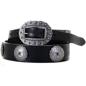 B1061 - Black Leather Concho Belt