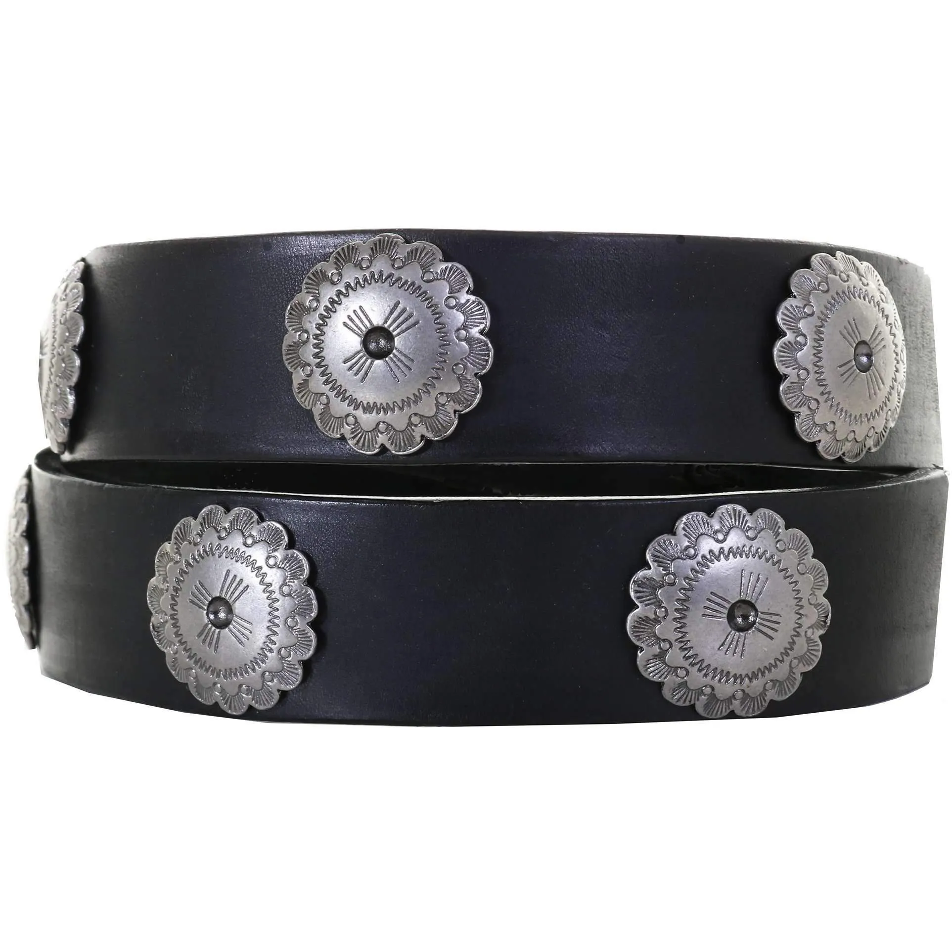 B1061 - Black Leather Concho Belt