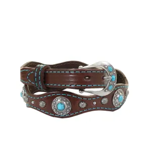 B1179B - Brown Leather Scalloped Belt