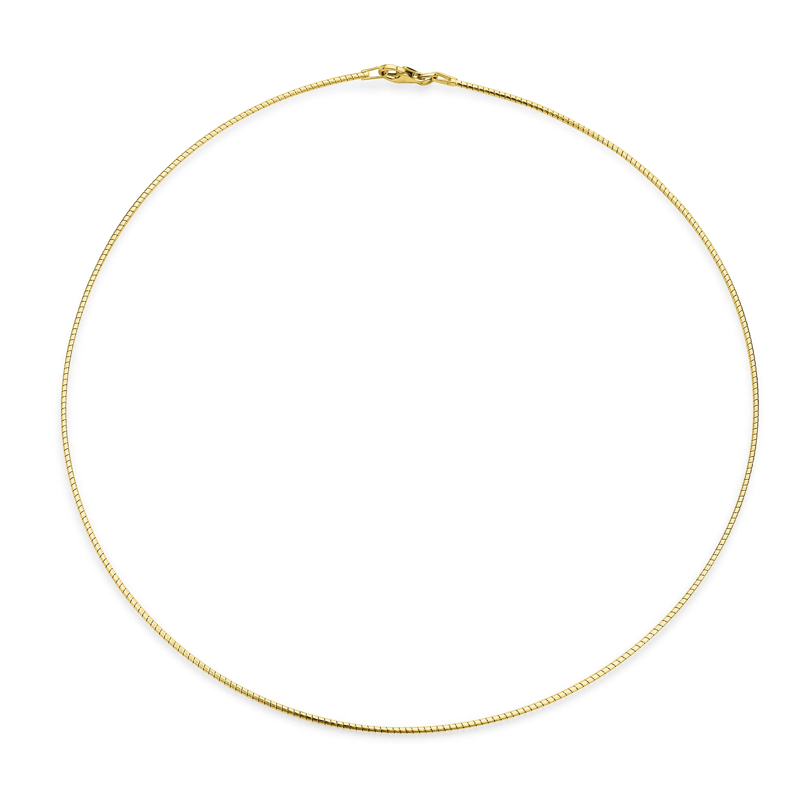 Basic Thin 1MM Omega Chain Choker Necklace 14K Gold Plated 16-18 Inch