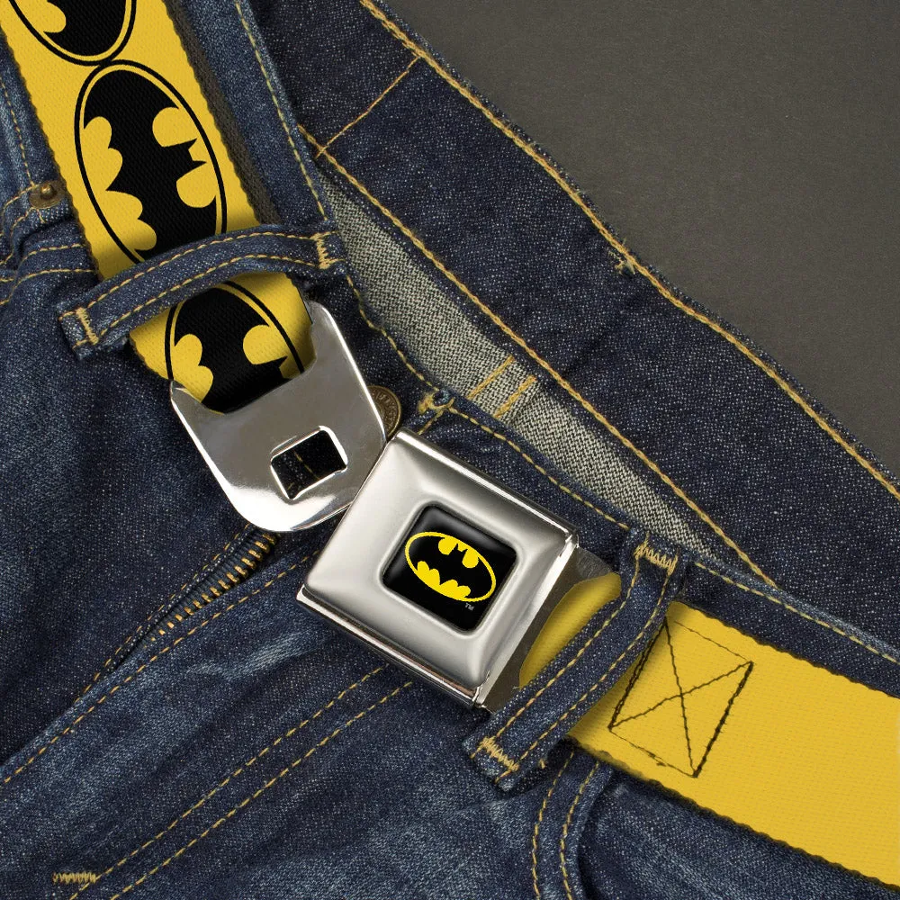 Batman Full Color Black Yellow Seatbelt Belt - Bat Signal-3 Yellow/Black/Yellow Webbing