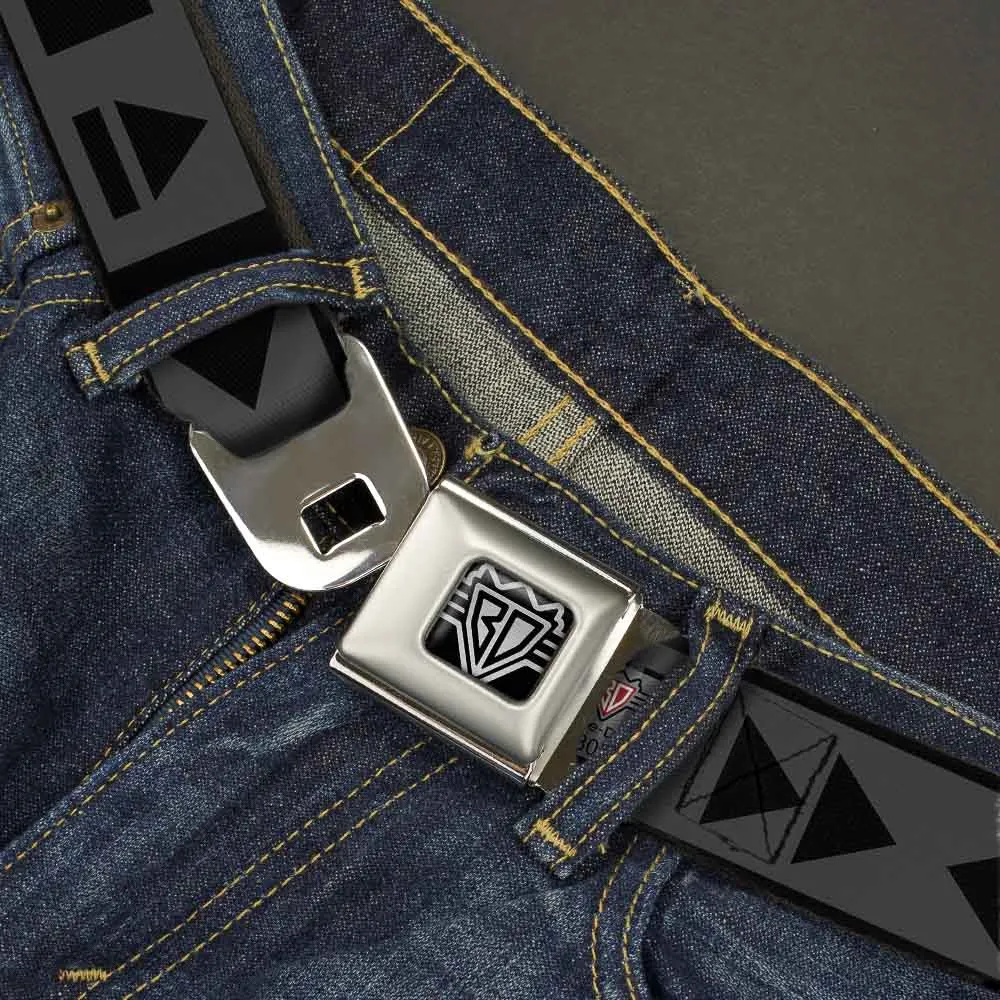 BD Wings Logo CLOSE-UP Full Color Black Silver Seatbelt Belt - Control Buttons Black/Gray Webbing