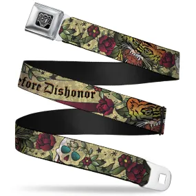 BD Wings Logo CLOSE-UP Full Color Black Silver Seatbelt Belt - Death Before Dishonor Tan Webbing