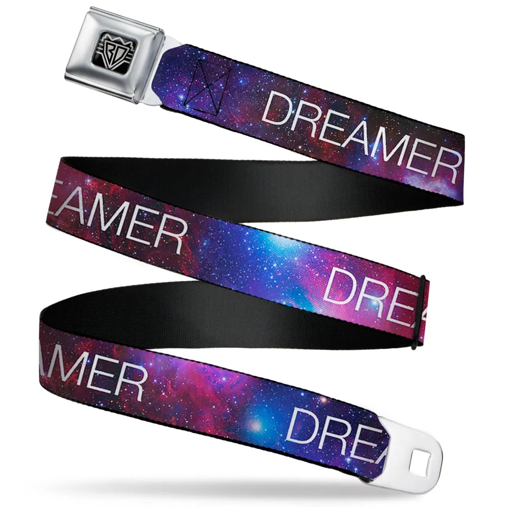 BD Wings Logo CLOSE-UP Full Color Black Silver Seatbelt Belt - DREAMER Galaxy/White Webbing