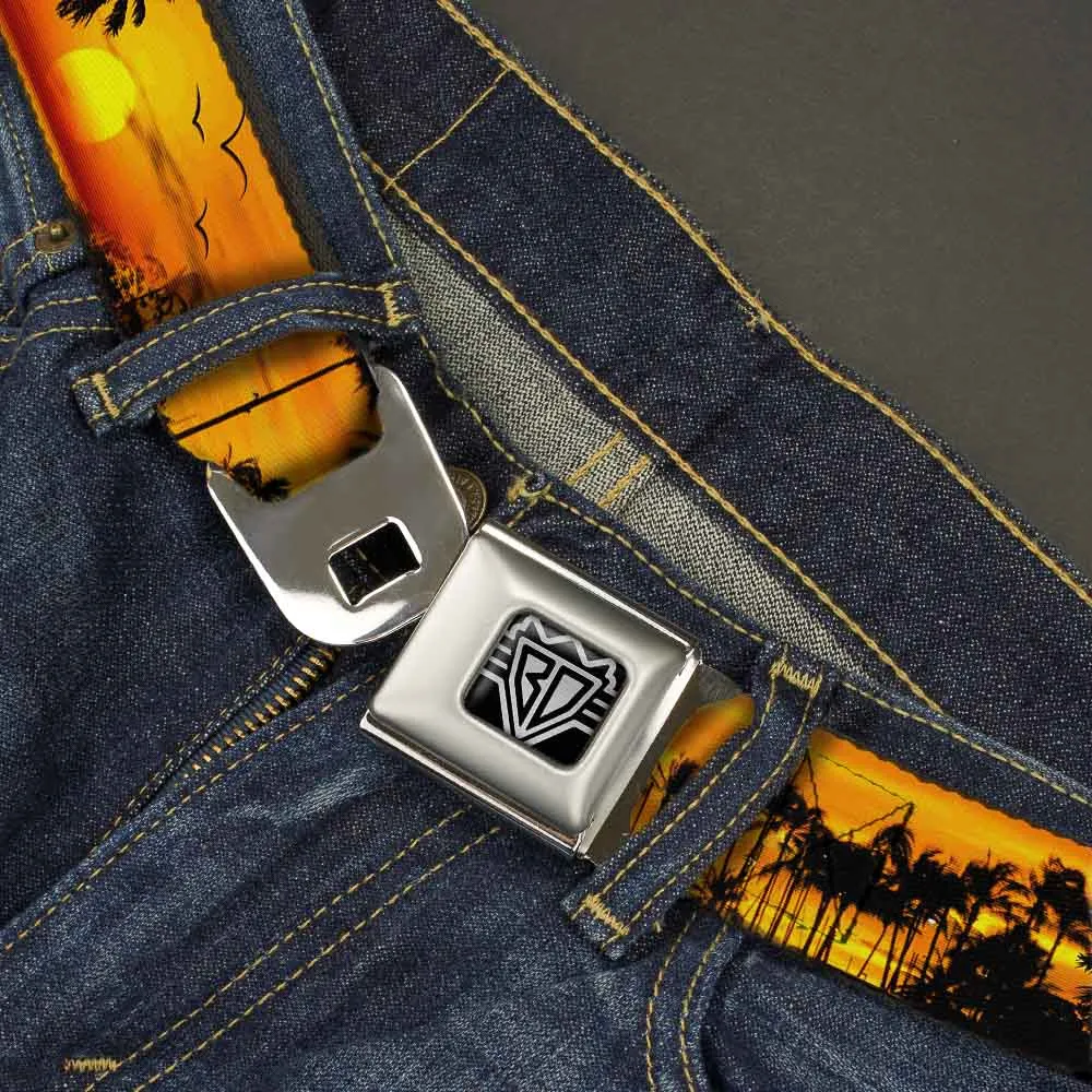 BD Wings Logo CLOSE-UP Full Color Black Silver Seatbelt Belt - Golden Sunset Webbing