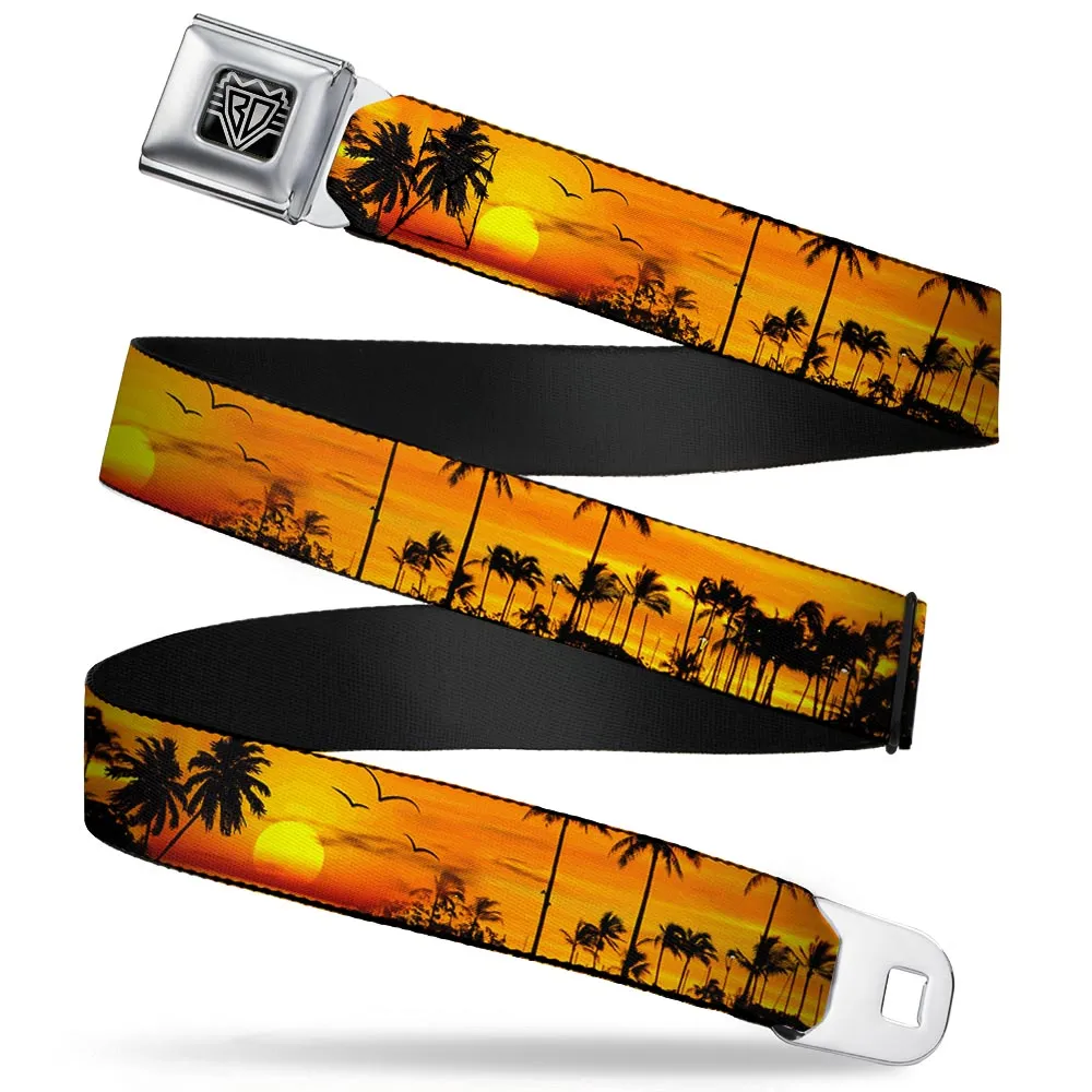 BD Wings Logo CLOSE-UP Full Color Black Silver Seatbelt Belt - Golden Sunset Webbing