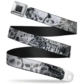 BD Wings Logo CLOSE-UP Full Color Black Silver Seatbelt Belt - Gothic 1 Webbing