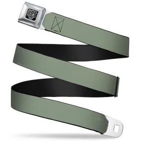 BD Wings Logo CLOSE-UP Full Color Black Silver Seatbelt Belt - Khaki Green Webbing