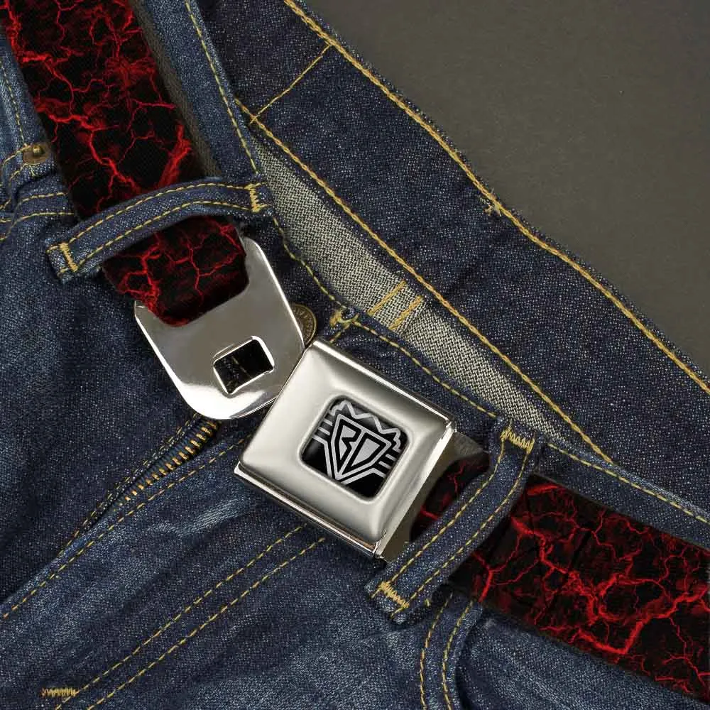 BD Wings Logo CLOSE-UP Full Color Black Silver Seatbelt Belt - Marble Black/Red Webbing