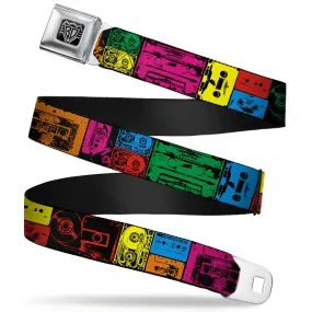 BD Wings Logo CLOSE-UP Full Color Black Silver Seatbelt Belt - Tapes Multi Neon Webbing