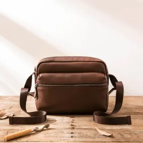 Black Cool Leather Mens Small Postman Bag Brown Messenger Bags Courier Bag for Men