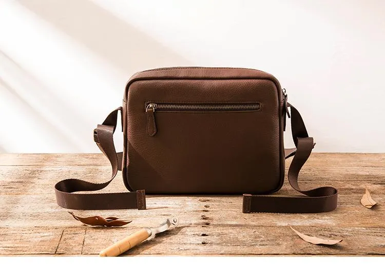 Black Cool Leather Mens Small Postman Bag Brown Messenger Bags Courier Bag for Men