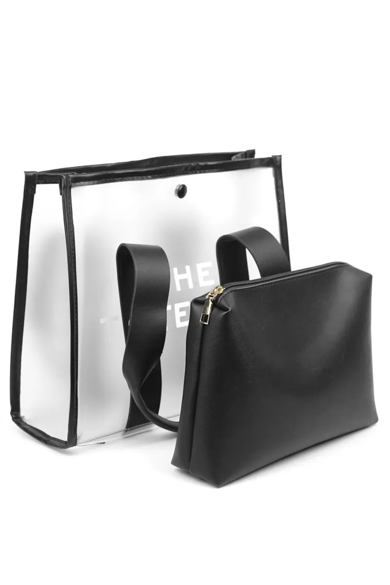 Black Transparent The Tote Bag & Pouch Set