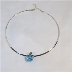 Blue Crystal Butterfly Pendant Necklace