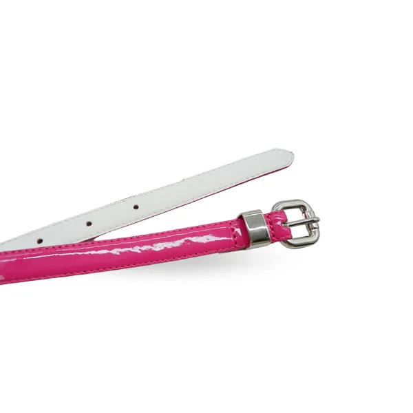 CARRIE - Womens Pink Patent Skinny Leather Belt