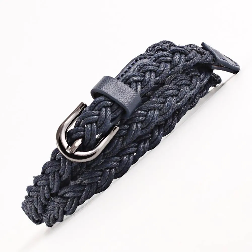 Casual Braided Skinny Waistband Belt With Thin Buckle Strap