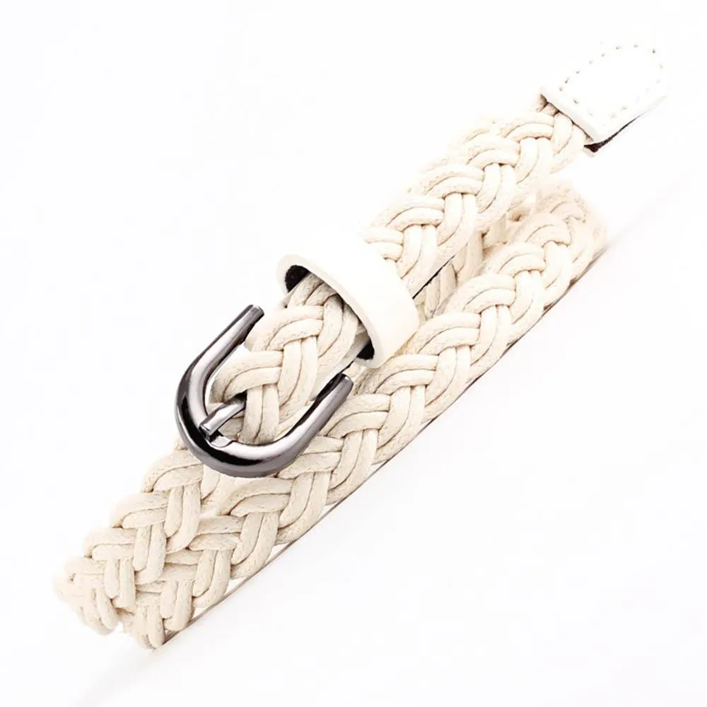 Casual Braided Skinny Waistband Belt With Thin Buckle Strap