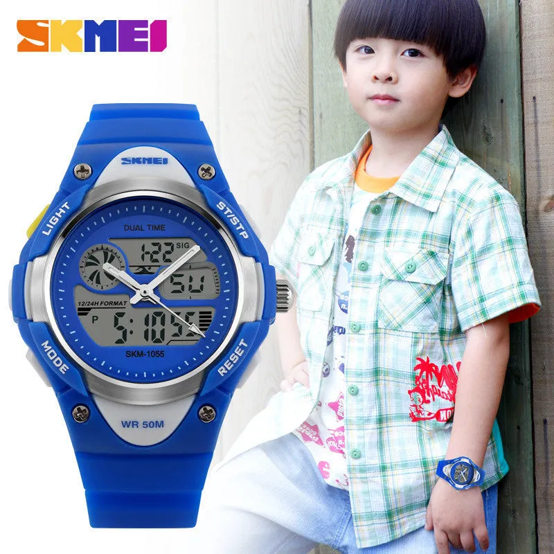 Children Watch 2 Time Zone Digital Quartz Waterproof Kids boys girls Watches Casual Sports LED Dress Wristwatches For Children