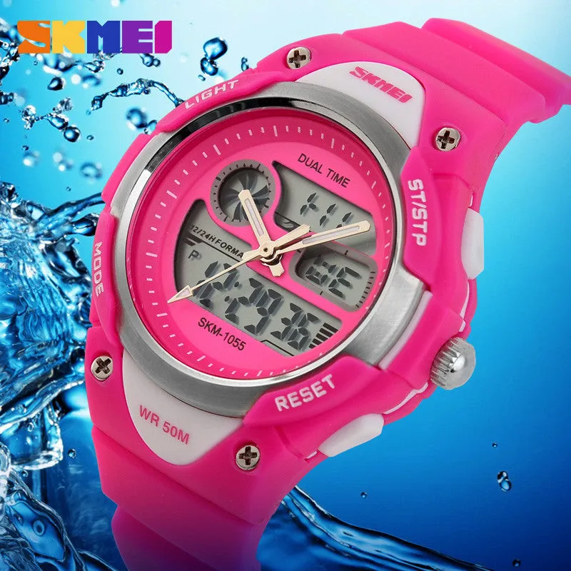 Children Watch 2 Time Zone Digital Quartz Waterproof Kids boys girls Watches Casual Sports LED Dress Wristwatches For Children