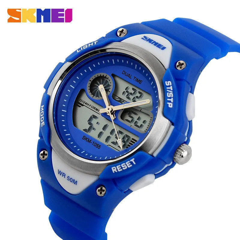 Children Watch 2 Time Zone Digital Quartz Waterproof Kids boys girls Watches Casual Sports LED Dress Wristwatches For Children