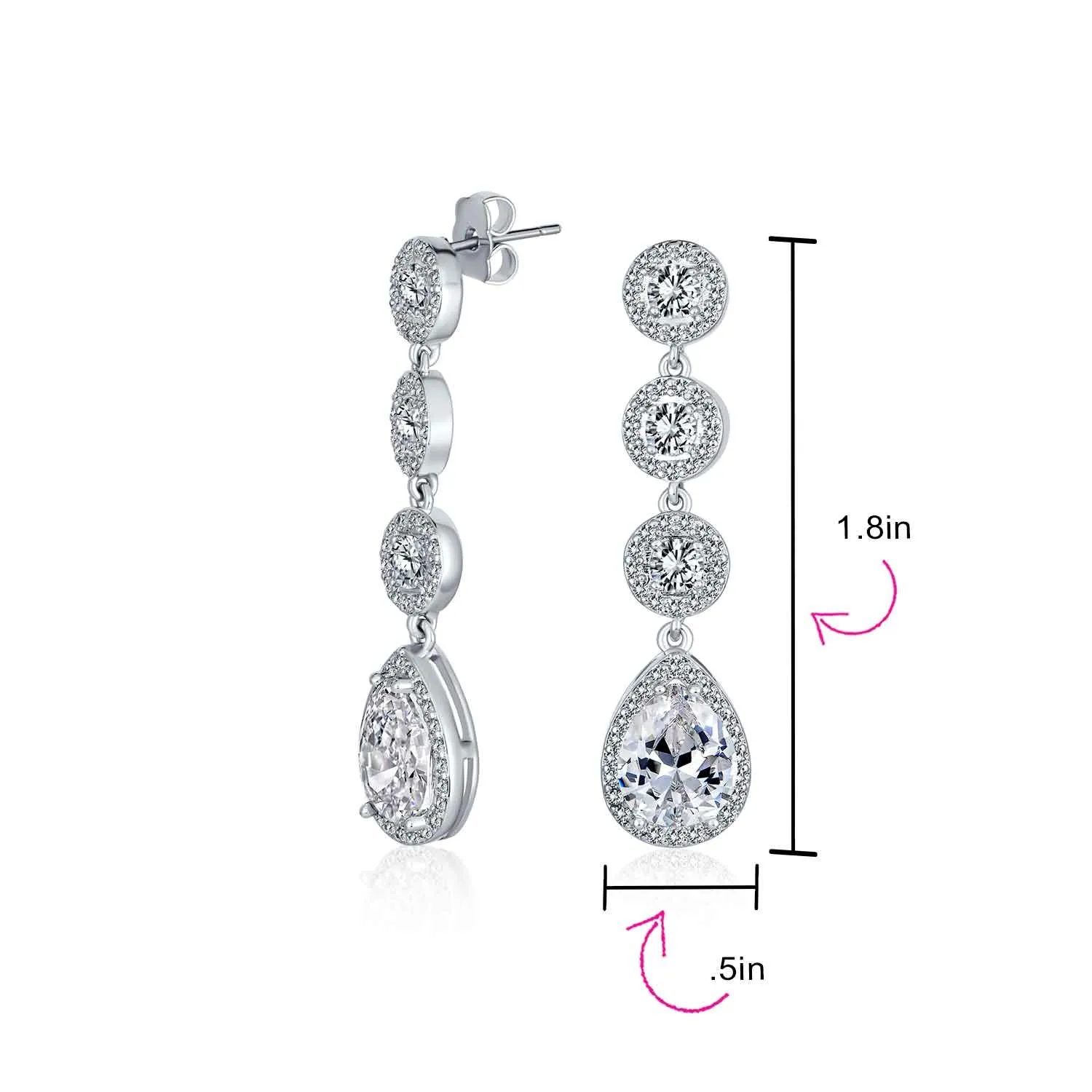 Classic Bridal Triple Round Pave CZ Dangle Chandelier Earrings GoldSilver Plated