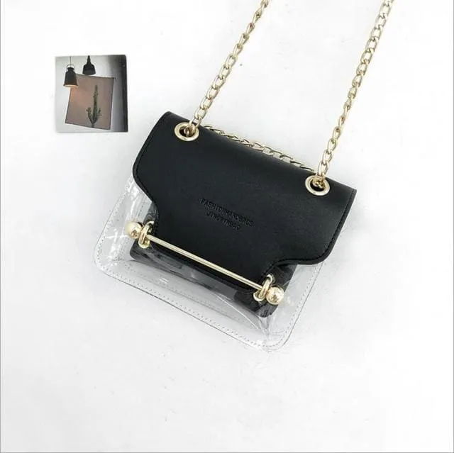 Clear Transparent PU Composite Messenger Female Handbags