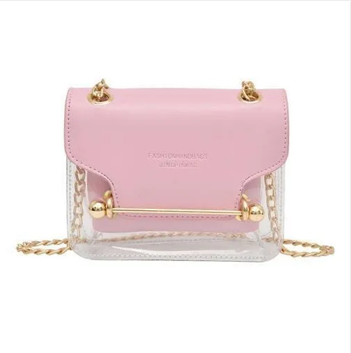 Clear Transparent PU Composite Messenger Female Handbags