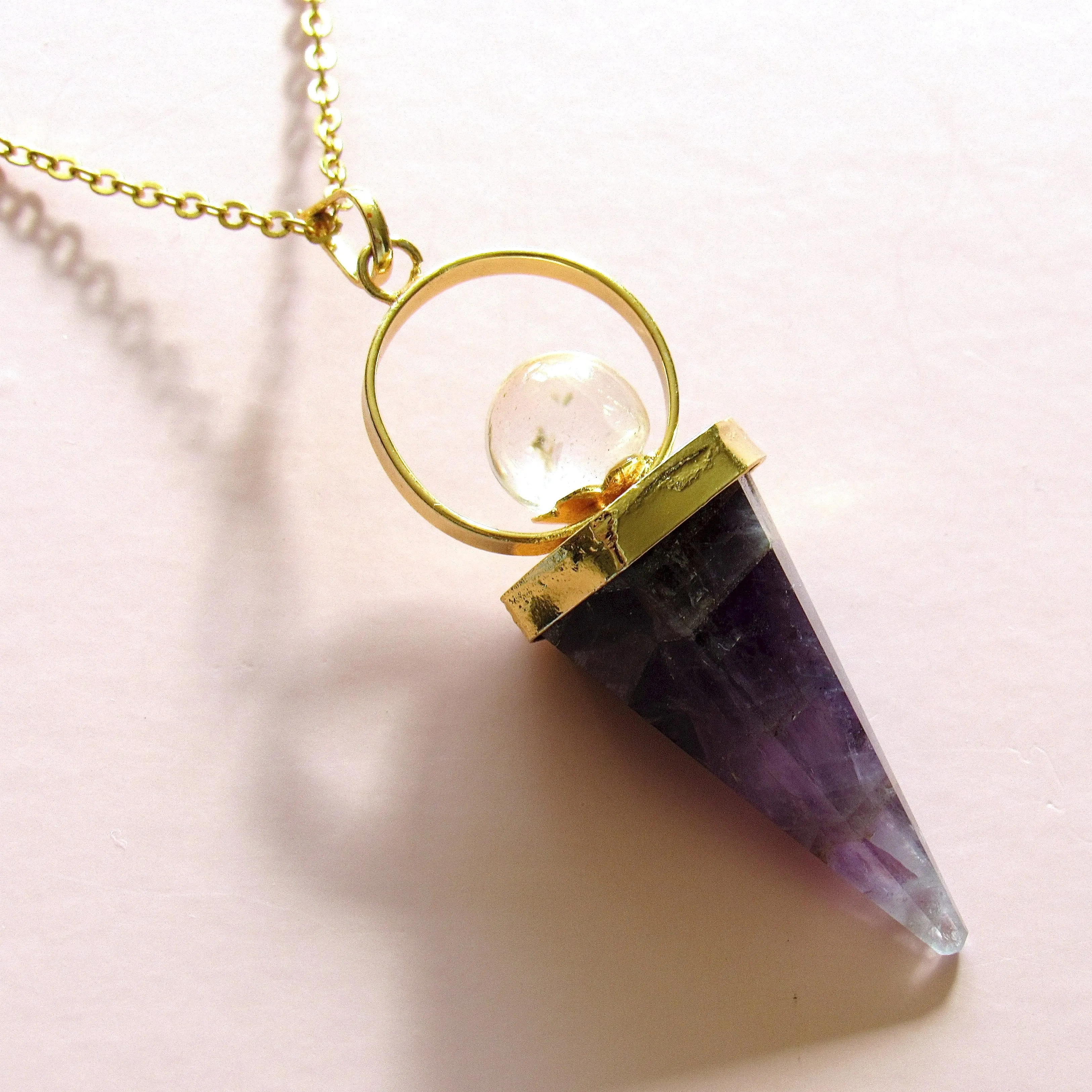 Crystal Ball Amethyst Necklaces