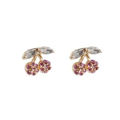 Crystal Rhinestone Cherry Pink Invisible Clip On Earrings