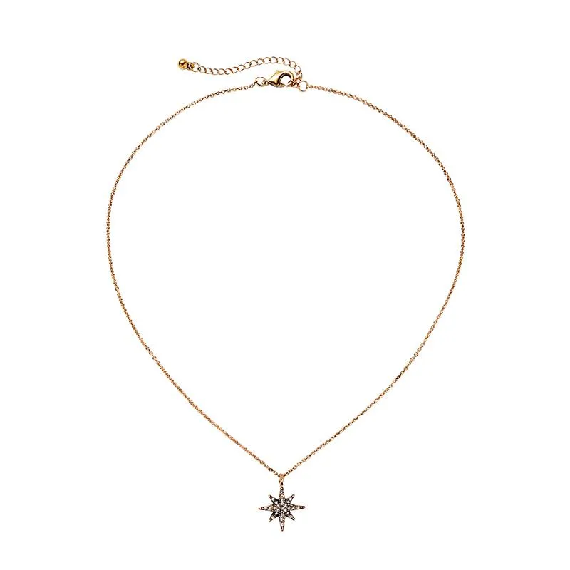 Crystal Star Pendant Antique Gold