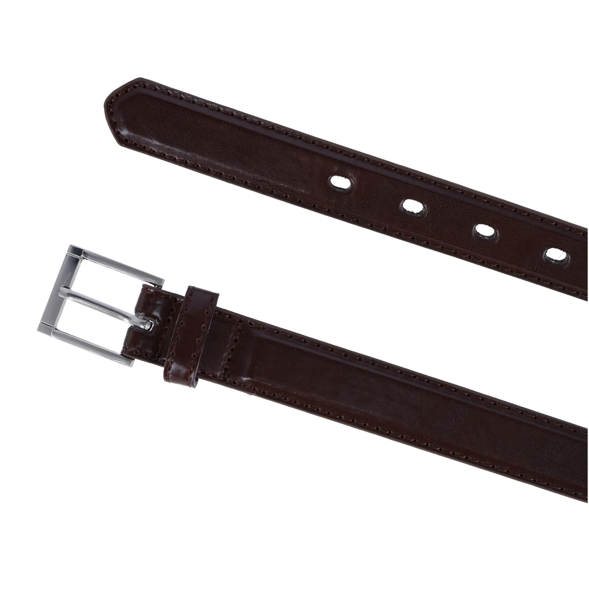 CTM® Kid's Leather 1 inch Dress Belt with Square Buckle