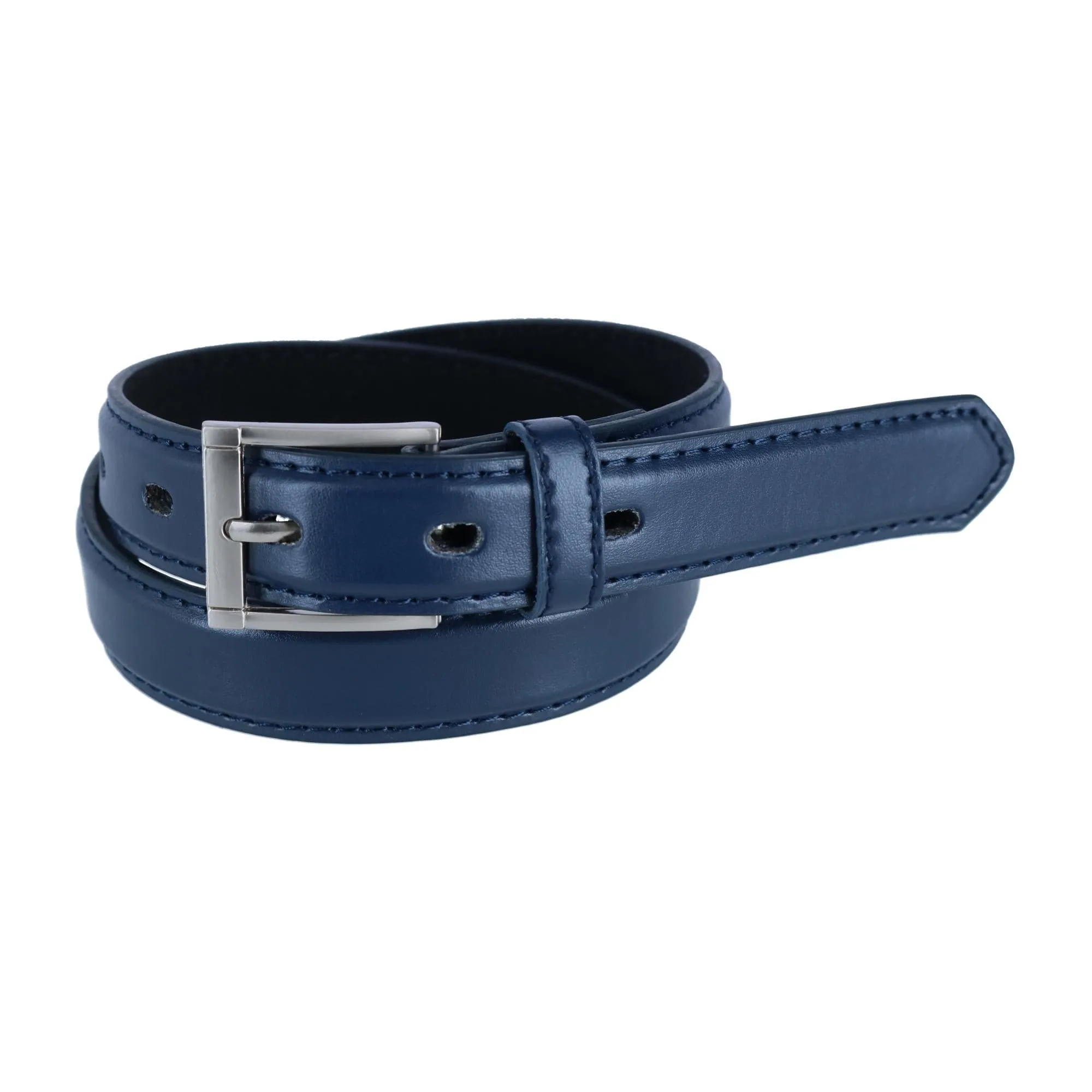 CTM® Kid's Leather 1 inch Dress Belt with Square Buckle