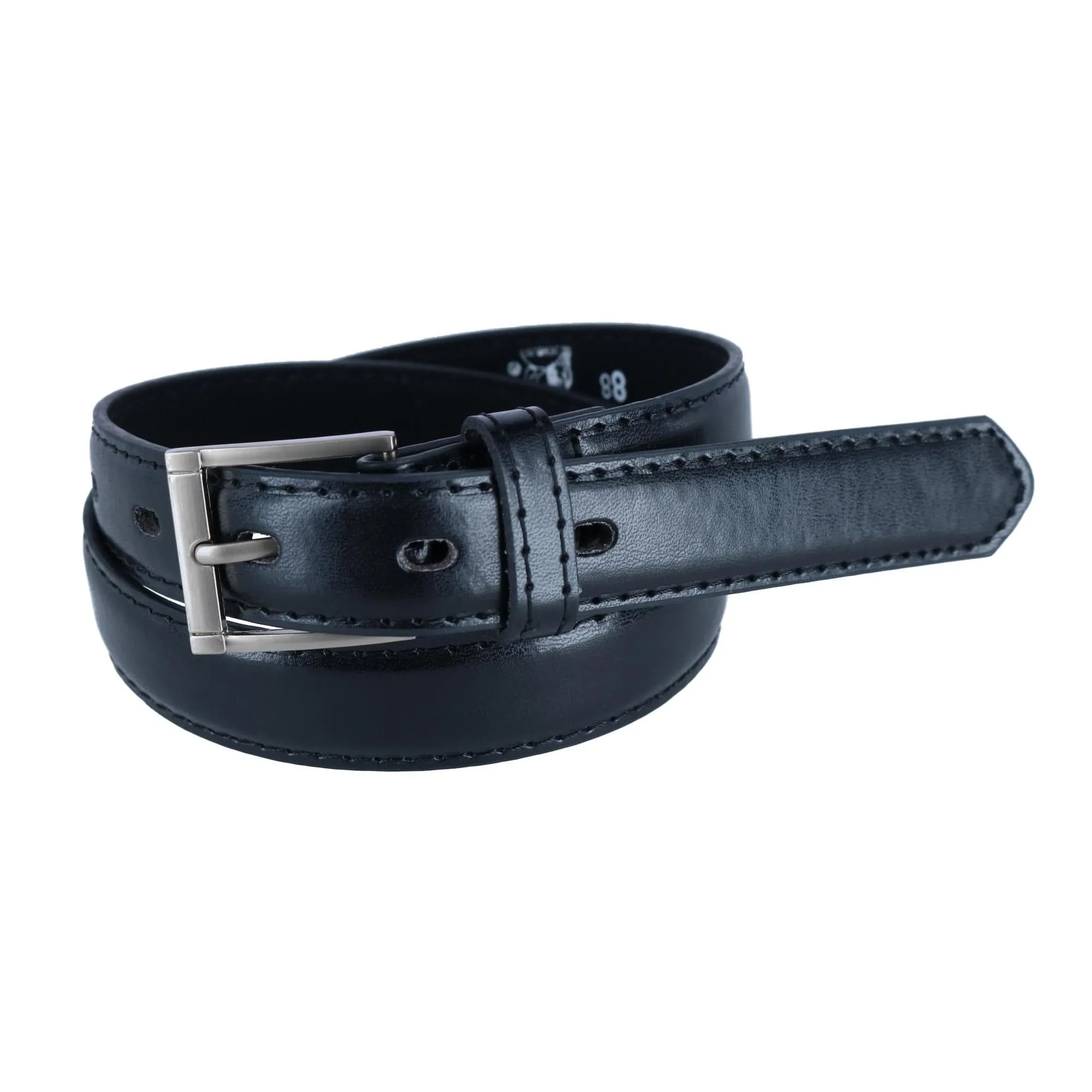 CTM® Kid's Leather 1 inch Dress Belt with Square Buckle