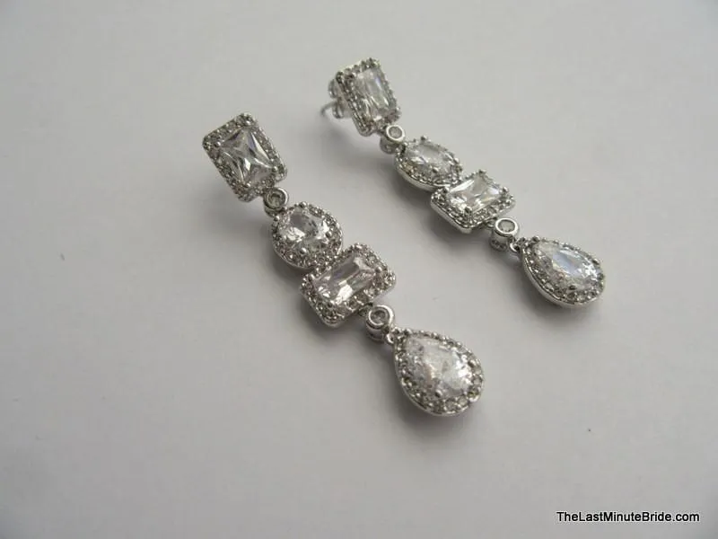 Cubic Zirconia Multi Stone Dangle Earrings