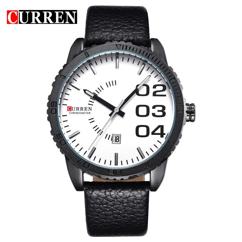 CURREN Brand Luxury Date Watches Men Brown Leather Strap Black Dial Fashion Casual Watch Men Sport Quartz Waterproof WristWatch