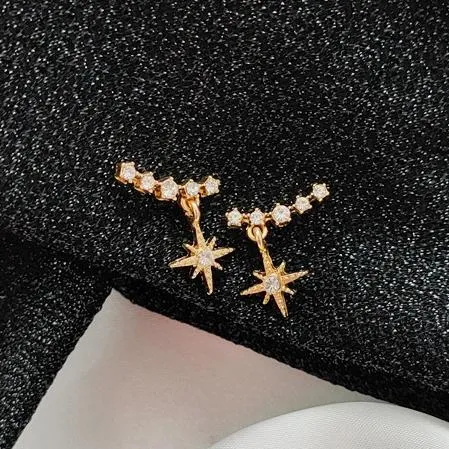 Dangle Shooting Star Crystal Rhinestone Invisible Clip On Earrings