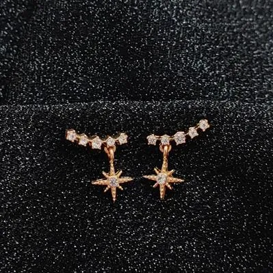 Dangle Shooting Star Crystal Rhinestone Invisible Clip On Earrings