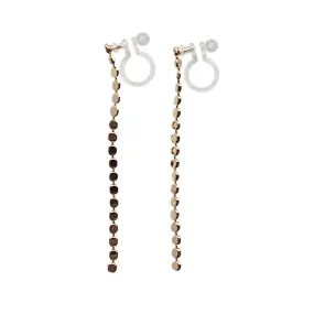 Dangle Small Dot Chain Invisible clip on stud earrings ( Gold tone )