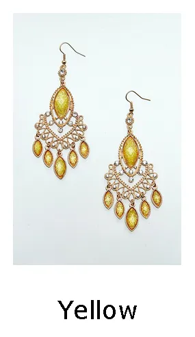 Elegant Canary Yellow Chandelier Earrings