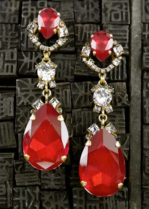 Erickson Beamon Red Chandelier Earrings